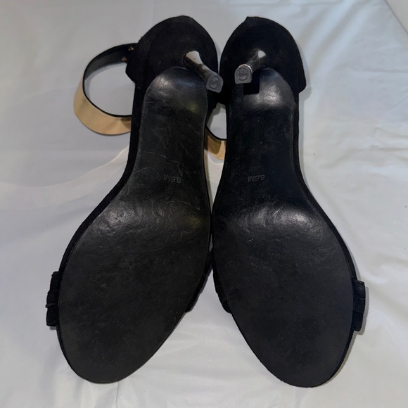 Jeffrey Campbell Malice Shoe "F-u-c-k Off" Black Suede Gold Chain Heel Size 8.5 - Picture 12 of 14